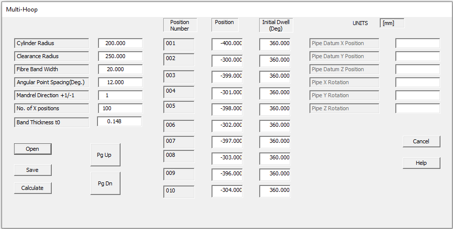 Cadfil Multi-hoop input from spreadsheet