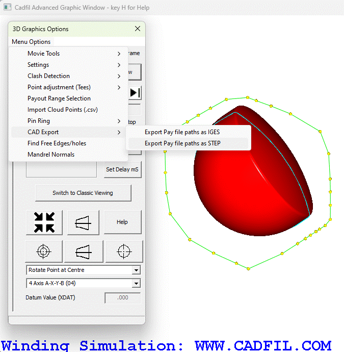 3D Viewer and Payout path STEP file export